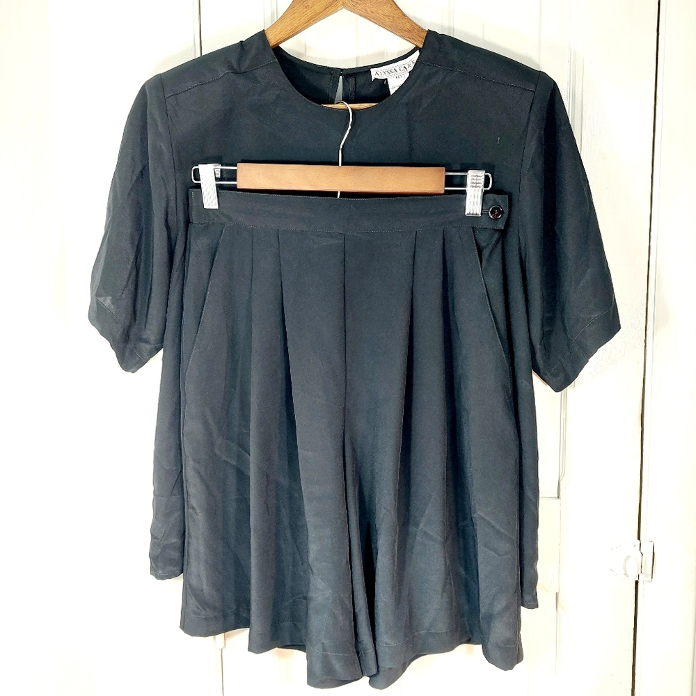 Vintage Alyssa Carr Blouse & Coulottes Matching 2-Piecee Loungwear Set Sz 10